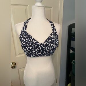 Lands End Navy Blue Bikini Halter Top Size 10